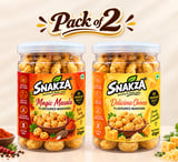 SNAKZA Magic Masala and Delicious Cheese makhana Pack of 2 — two 45 g jars