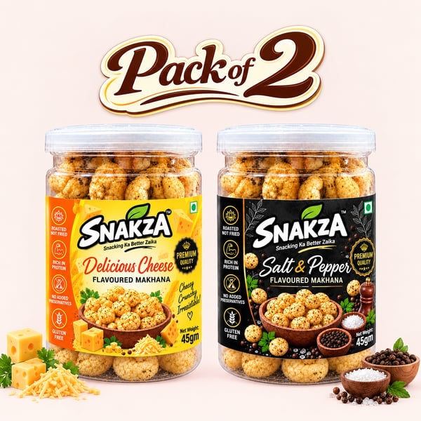 SNAKZA Cheese and Salt makhana Pack of 2 — two 45 g jars