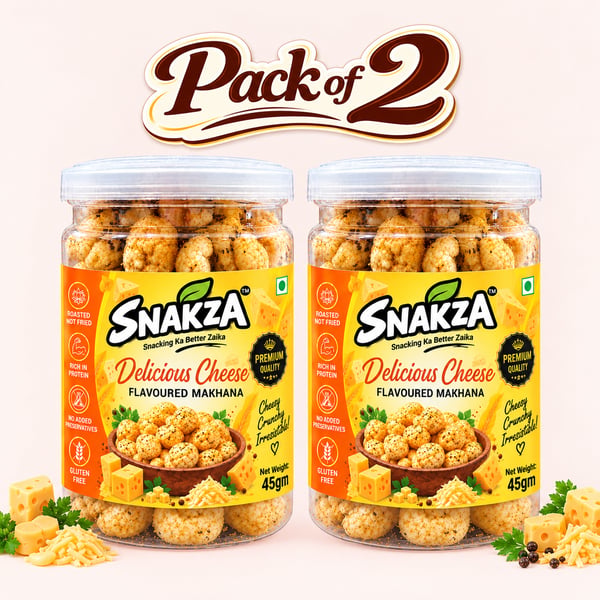SNAKZA Delicious Cheese Makhana Pack of 2 — two 45 g jars