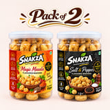 SNAKZA Magic Masala and Salt & Pepper makhana Pack of 2 — two 45 g jars