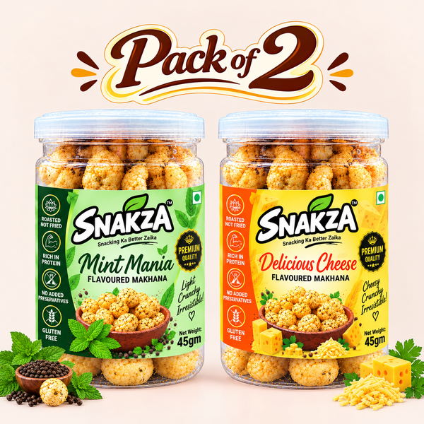 Mint Mania & Delicious Cheese Flavoured Makhana – Pack of 2 (45g Each) — product photo